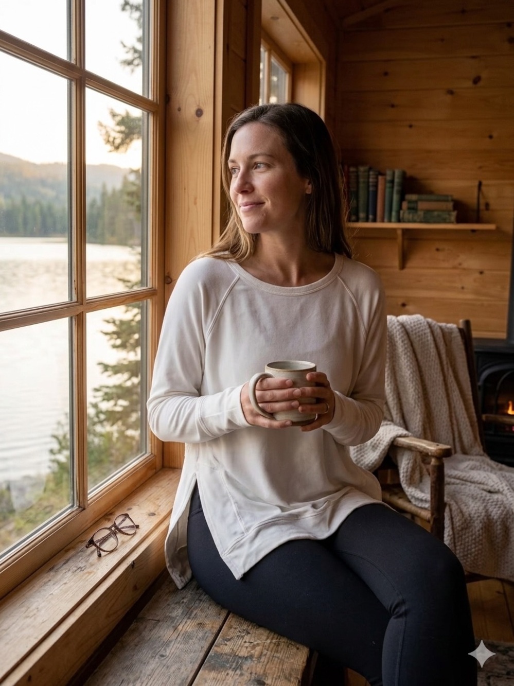 Athleta Cream Long-Sleeve Pullover Top
